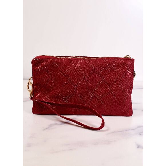 Liz 3 Compartment Crossbody Bag Metallic Crimson - Picture 4 of 6